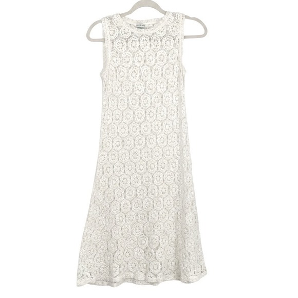 Sundance Dresses & Skirts - Sundance Womens Open Crochet Knit Boho Cream Sleeveless Beach Coverup Dress S